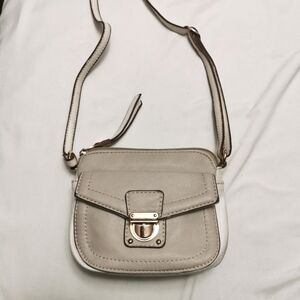Faux Leather Light Gray and White Crossbody bag